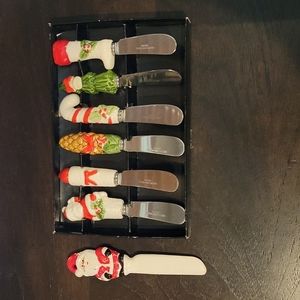 Vintage Christmas Japan Ceramic stainless steel spreaders